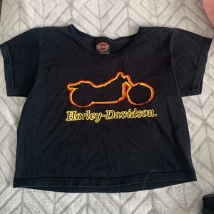 Vintage Embroidered Harley Davidson Cropped Tee